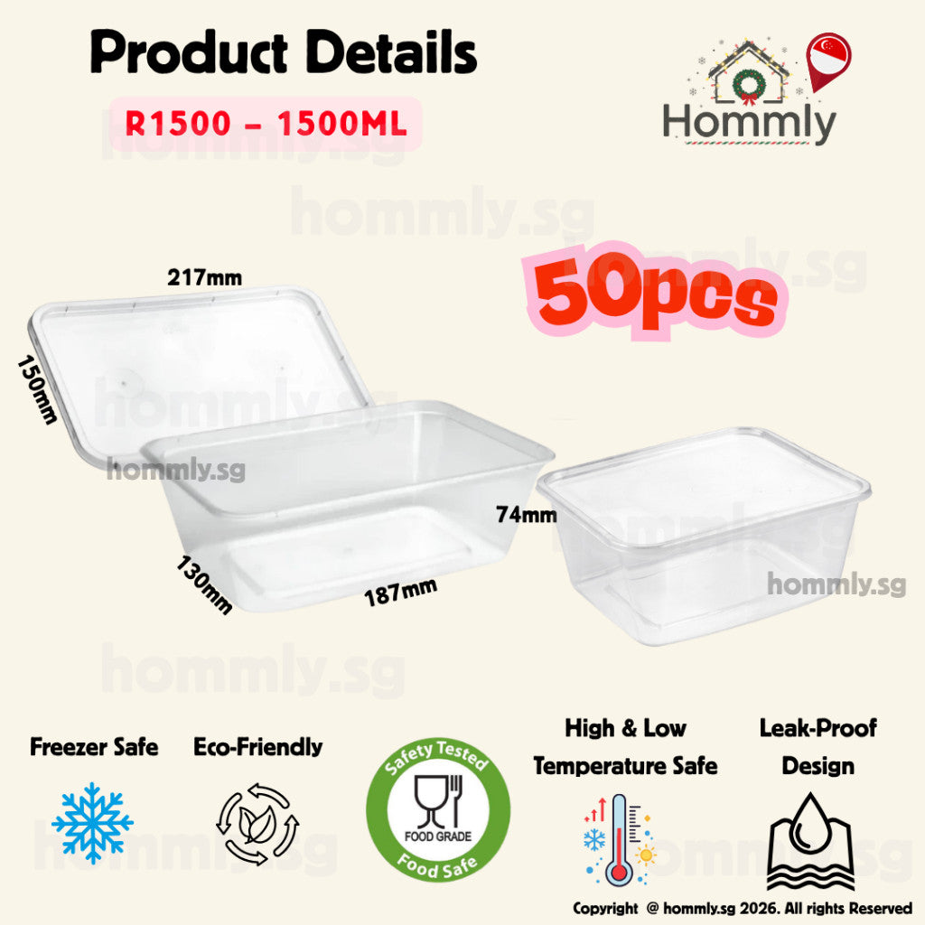 [Hommly SG Instock] Disposable Food Container with Lid | Plastic Container Food Storage | Takeaway Food Container