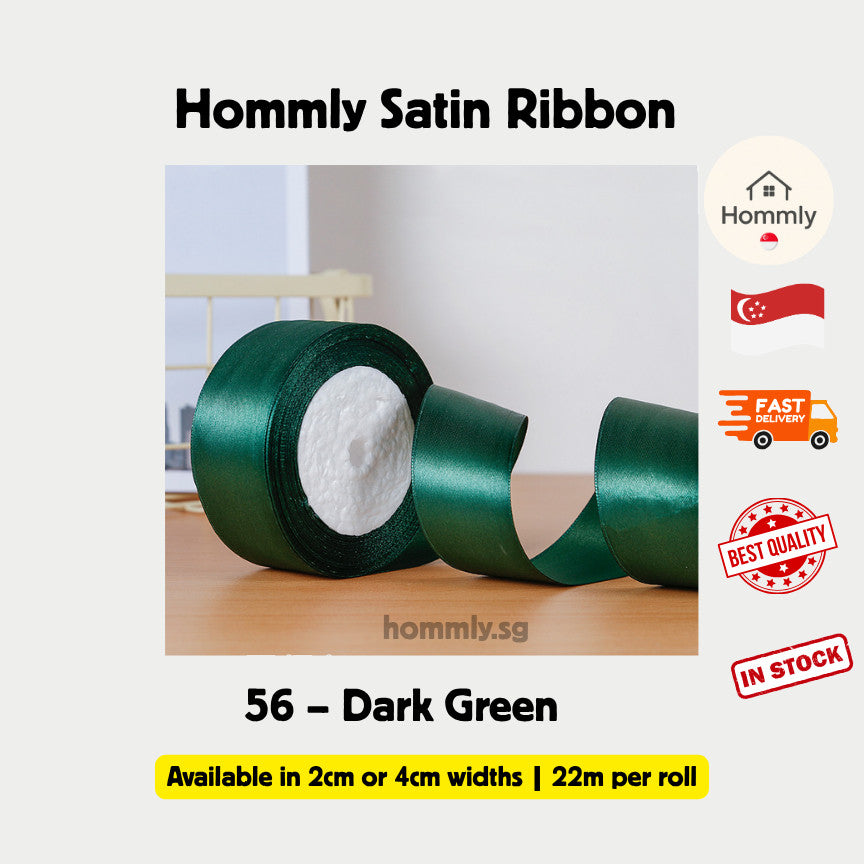 [Hommly SG Instock] 53 Colours 2/4cm Satin silky Ribbon 22m/Wedding/Flower Bouquet/Birthday Party RibbonDecoration