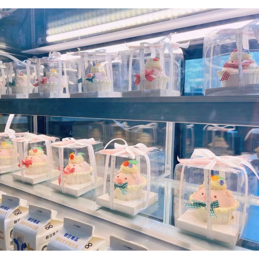 [Hommly SG Instock] 1 Cavity Single PVC Transparent Clear Cupcake Box/ Cupcake Baking Paper Cup/ Cupcake Case/ Ribbon