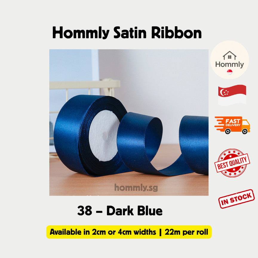 [Hommly SG Instock] 53 Colours 2/4cm Satin silky Ribbon 22m/Wedding/Flower Bouquet/Birthday Party RibbonDecoration