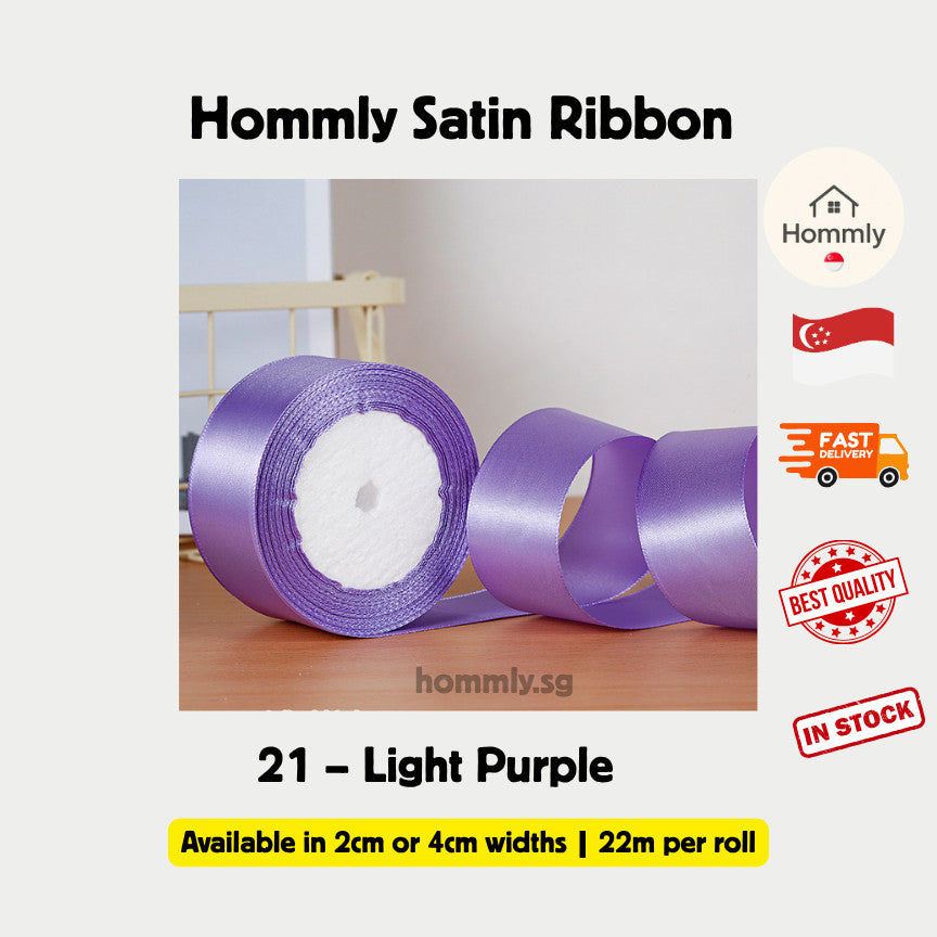 [Hommly SG Instock] 53 Colours 2/4cm Satin silky Ribbon 22m/Wedding/Flower Bouquet/Birthday Party RibbonDecoration