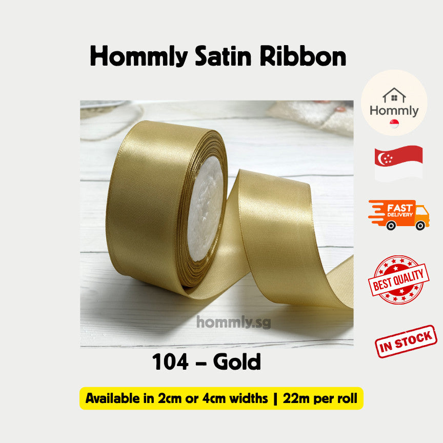 [Hommly SG Instock] 53 Colours 2/4cm Satin silky Ribbon 22m/Wedding/Flower Bouquet/Birthday Party RibbonDecoration