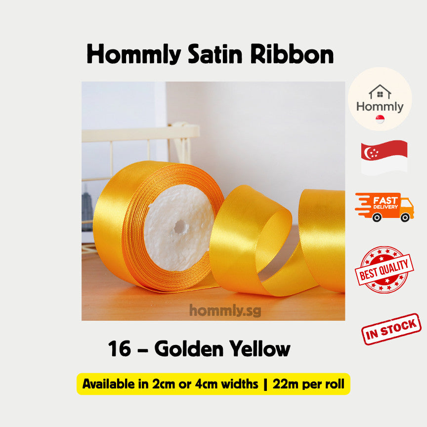 [Hommly SG Instock] 53 Colours 2/4cm Satin silky Ribbon 22m/Wedding/Flower Bouquet/Birthday Party RibbonDecoration