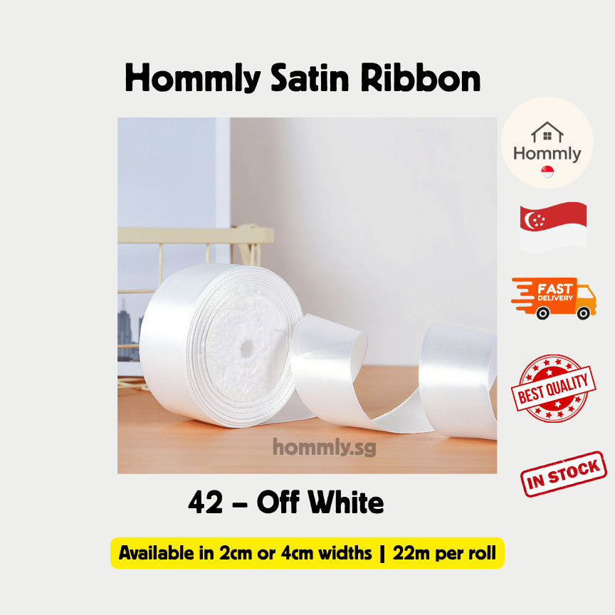 [Hommly SG Instock] 53 Colours 2/4cm Satin silky Ribbon 22m/Wedding/Flower Bouquet/Birthday Party RibbonDecoration