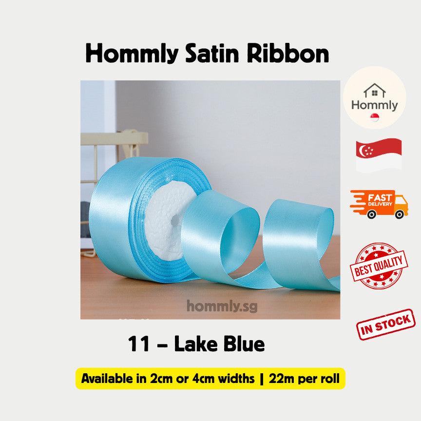 [Hommly SG Instock] 53 Colours 2/4cm Satin silky Ribbon 22m/Wedding/Flower Bouquet/Birthday Party RibbonDecoration