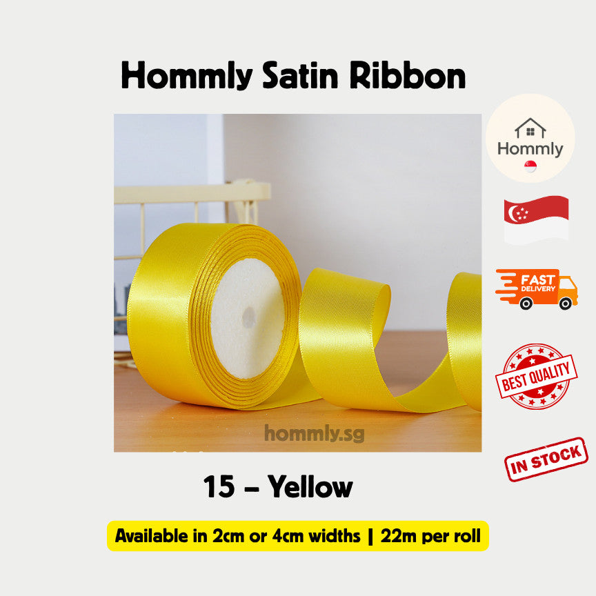[Hommly SG Instock] 53 Colours 2/4cm Satin silky Ribbon 22m/Wedding/Flower Bouquet/Birthday Party RibbonDecoration