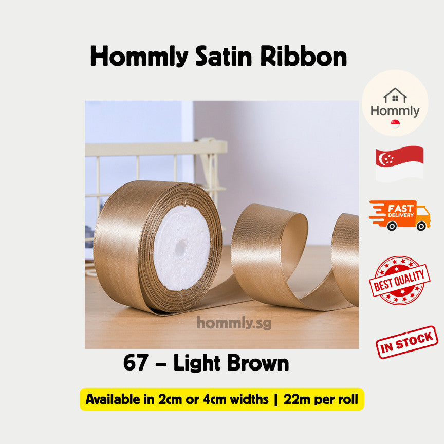 [Hommly SG Instock] 53 Colours 2/4cm Satin silky Ribbon 22m/Wedding/Flower Bouquet/Birthday Party RibbonDecoration