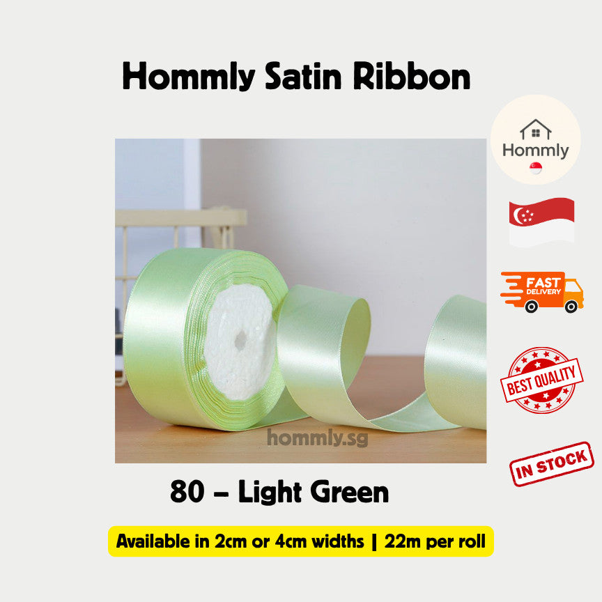 [Hommly SG Instock] 53 Colours 2/4cm Satin silky Ribbon 22m/Wedding/Flower Bouquet/Birthday Party RibbonDecoration