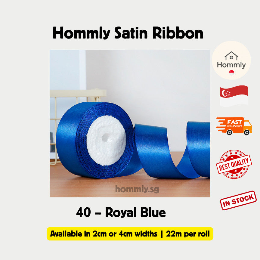 [Hommly SG Instock] 53 Colours 2/4cm Satin silky Ribbon 22m/Wedding/Flower Bouquet/Birthday Party RibbonDecoration