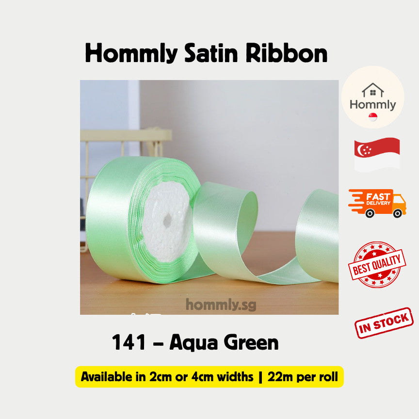 [Hommly SG Instock] 53 Colours 2/4cm Satin silky Ribbon 22m/Wedding/Flower Bouquet/Birthday Party RibbonDecoration