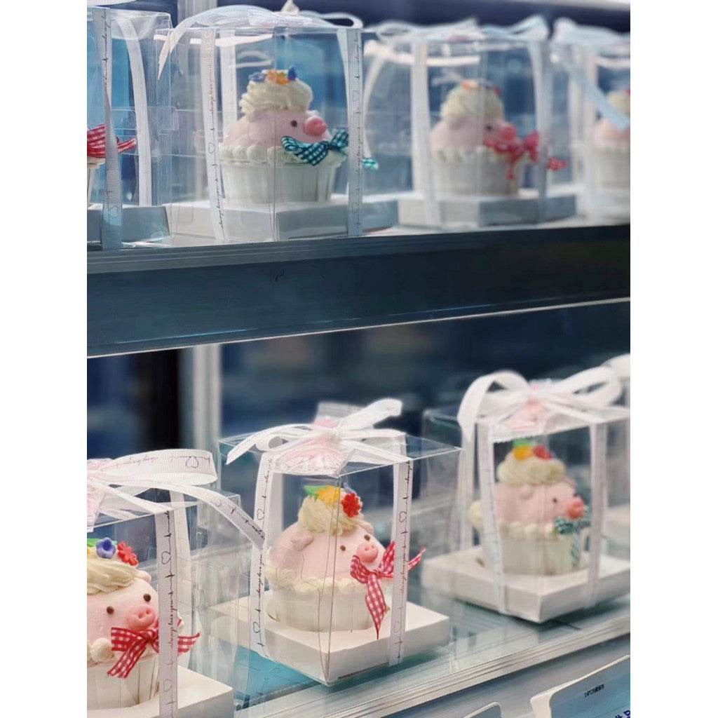[Hommly SG Instock] 1 Cavity Single PVC Transparent Clear Cupcake Box/ Cupcake Baking Paper Cup/ Cupcake Case/ Ribbon