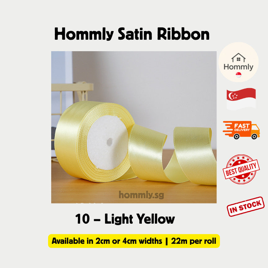 [Hommly SG Instock] 53 Colours 2/4cm Satin silky Ribbon 22m/Wedding/Flower Bouquet/Birthday Party RibbonDecoration