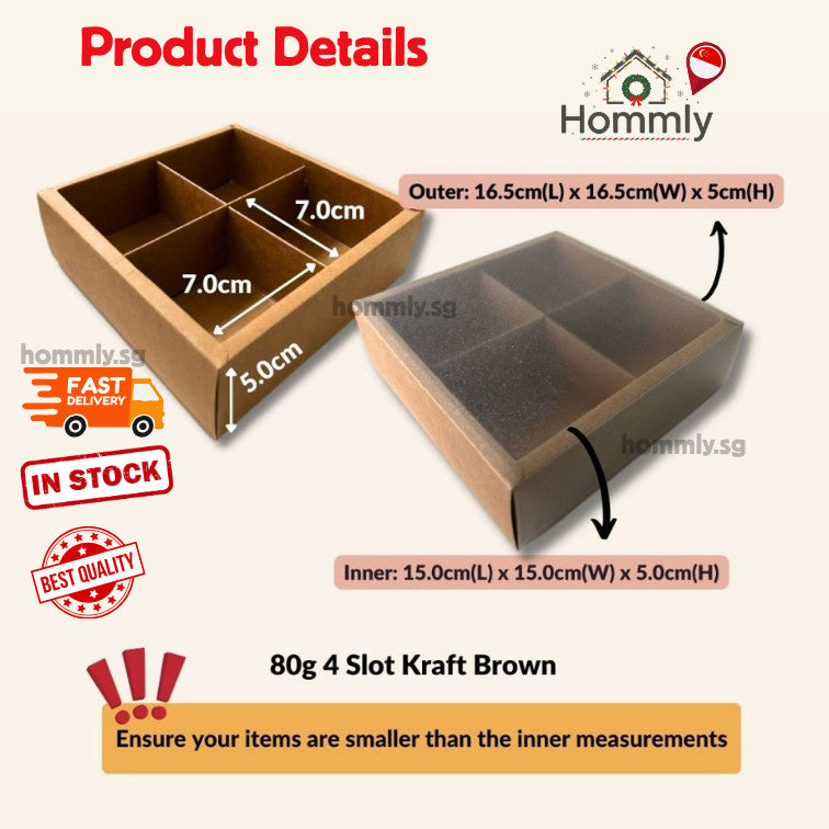 [Hommly SG Instock] 80g Mooncake/Teochew Mooncake Box/Gift Packaging Box/Brownie Box/CNY Box/Cake/Cookies Box