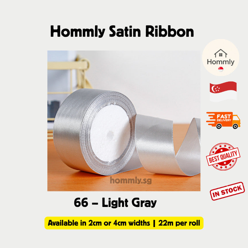 [Hommly SG Instock] 53 Colours 2/4cm Satin silky Ribbon 22m/Wedding/Flower Bouquet/Birthday Party RibbonDecoration
