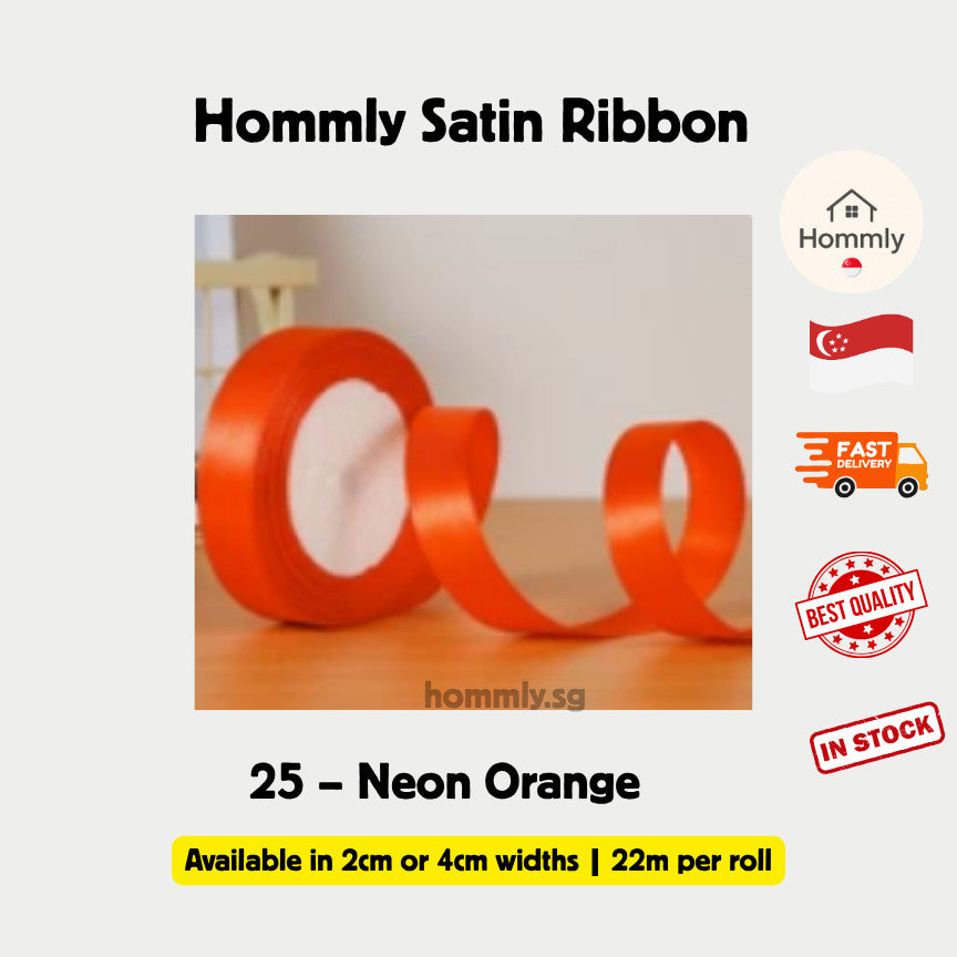 [Hommly SG Instock] 53 Colours 2/4cm Satin silky Ribbon 22m/Wedding/Flower Bouquet/Birthday Party RibbonDecoration