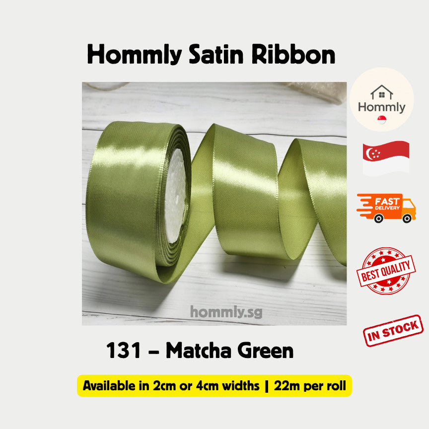 [Hommly SG Instock] 53 Colours 2/4cm Satin silky Ribbon 22m/Wedding/Flower Bouquet/Birthday Party RibbonDecoration