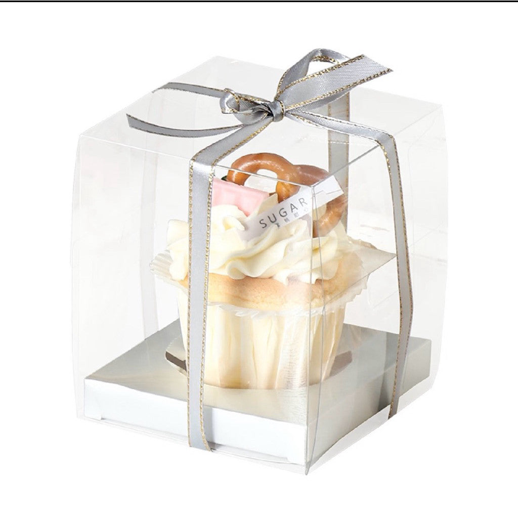 [Hommly SG Instock] 1 Cavity Single PVC Transparent Clear Cupcake Box/ Cupcake Baking Paper Cup/ Cupcake Case/ Ribbon
