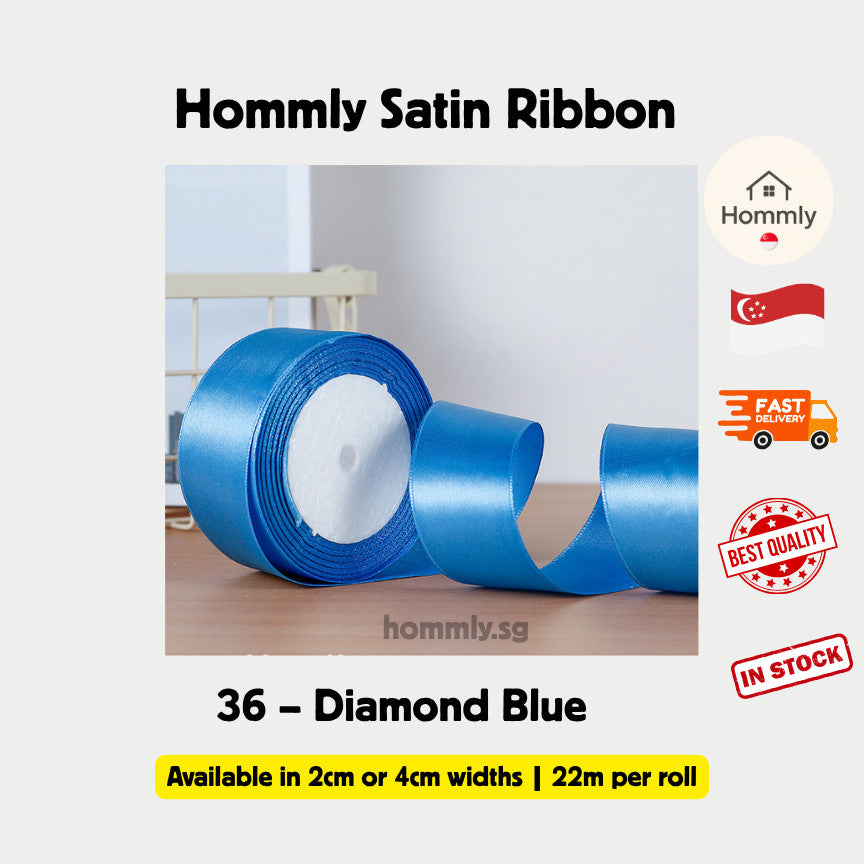 [Hommly SG Instock] 53 Colours 2/4cm Satin silky Ribbon 22m/Wedding/Flower Bouquet/Birthday Party RibbonDecoration