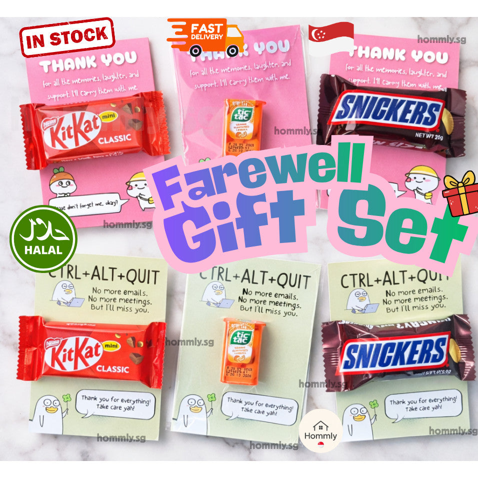 [Hommly SG Ready Stock] Farewell Gift Card with Chocolate | Halal Sweet (KitKat/TicTac(/Snickers) | Office Leaving Gift
