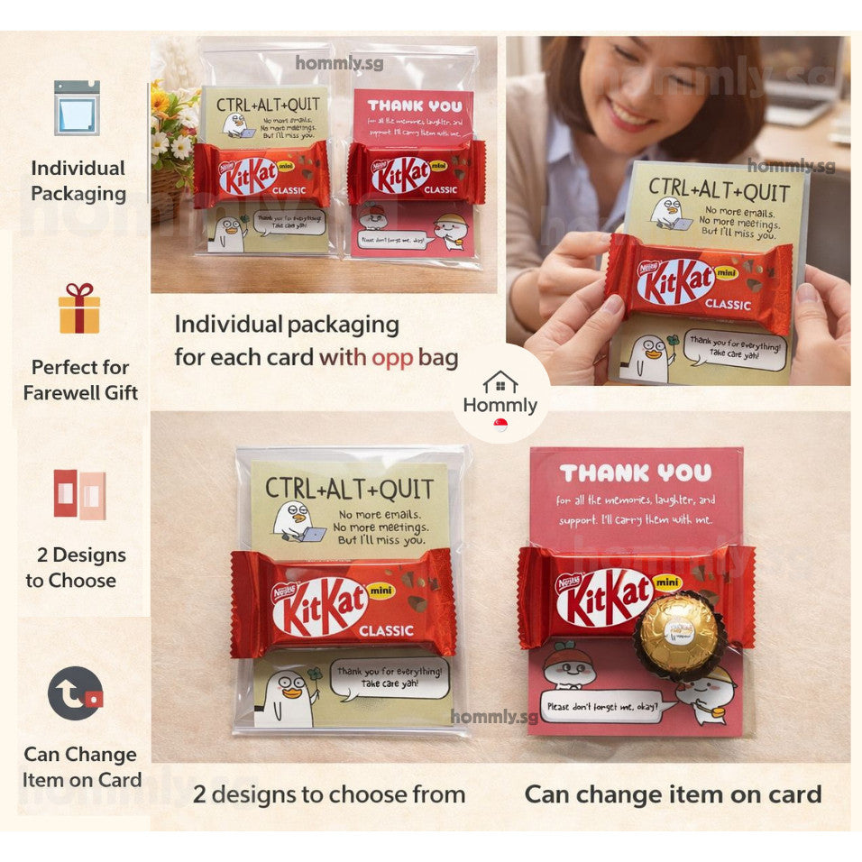[Hommly SG Ready Stock] Farewell Gift Card with Chocolate | Halal Sweet (KitKat/TicTac(/Snickers) | Office Leaving Gift