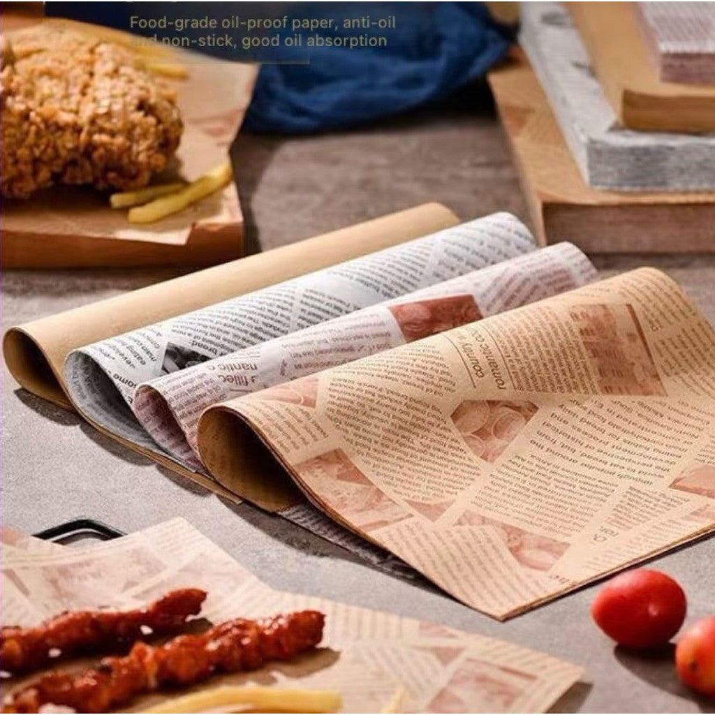 [Hommly SG Instock] 50pcs Greaseproof Paper/Oil absorbing Paper Ready Cut Precut Size/Food Packaging Paper