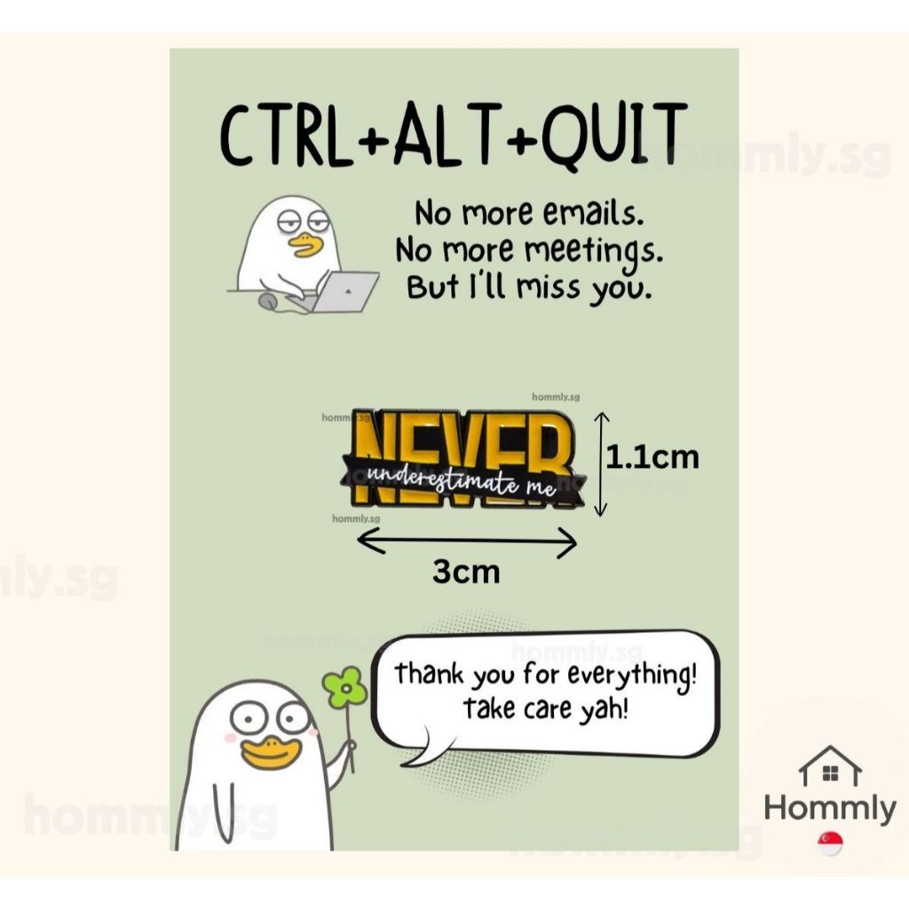 Green Farewell Gift Card Set – Badge – Never