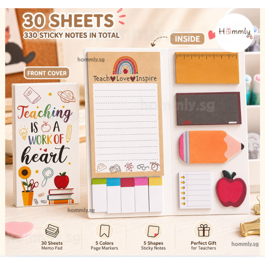 [Hommly Gift] 🎁 Teacher's Day Thank You Gift Set | Tea Bag, Sticky Notes, Badge & Star Charm Appreciation Gift