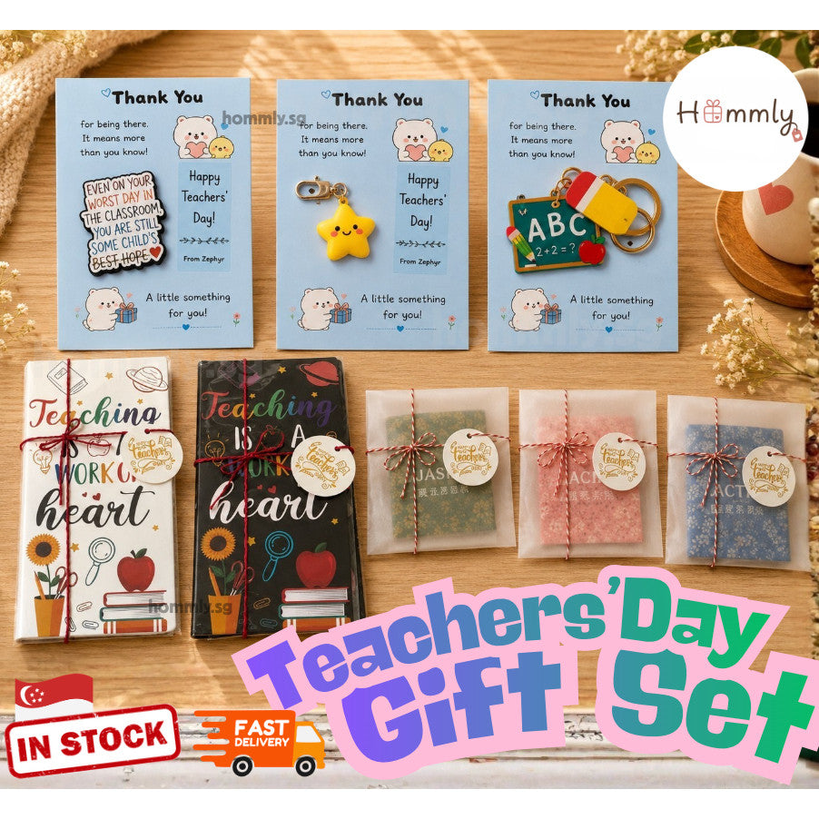 [Hommly Gift] 🎁 Teacher's Day Thank You Gift Set | Tea Bag, Sticky Notes, Badge & Star Charm Appreciation Gift