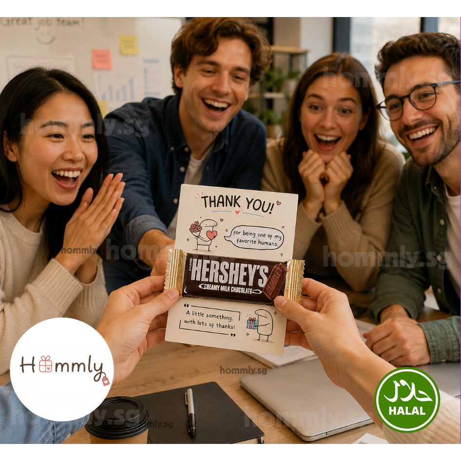 [Hommly Gift] 🎁 Appreciation Gift Card with Chocolate | Team Thank You Gift | Farewell Gift with Beige TY