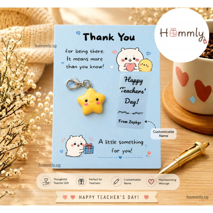 [Hommly Gift] 🎁 Teacher's Day Thank You Gift Set | Tea Bag, Sticky Notes, Badge & Star Charm Appreciation Gift