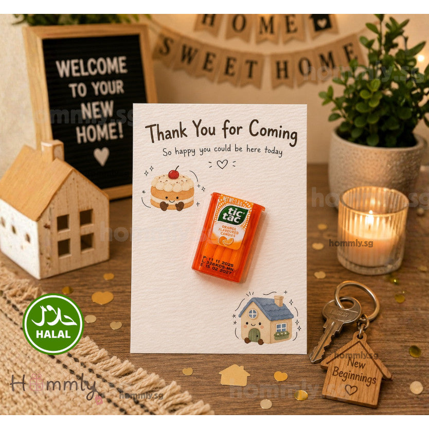 [Hommly Gift] 🎁 Housewarming & Wedding Door Gift Set – Cute Thank You Party Favour with Chocolates, Tic Tac, Badge