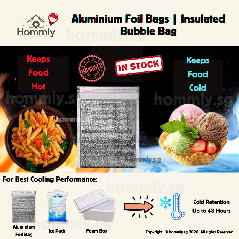 [Hommly SG Instock] Aluminium Foil Bag | Thermal Bag | Cooler Insulated Bag | Food Delivery Bag