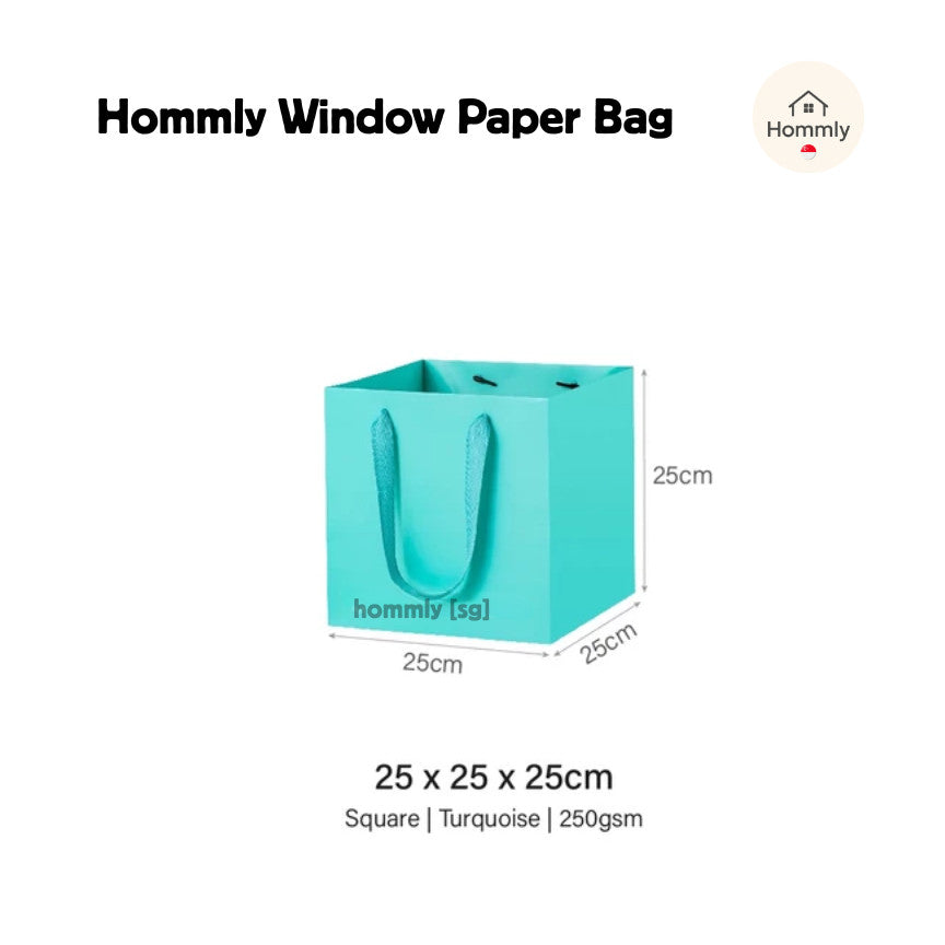 [Hommly SG Instock] Square Colour Paper Bag Cake carrier Gift bag Kraft Paper Bags Gift Bags Xmas Christmas Dessert bag