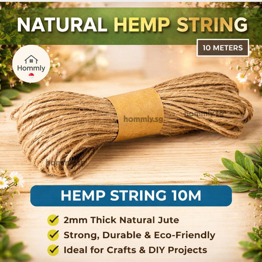 [Hommly SG Instock] 2mm x 10m | 100m Natural Brown Hemp Twine String | Dumpling | Kitchen Rope | String for Present