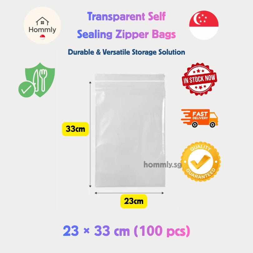 [Hommly SG Instock] Transparent Zipper Bag | Zip Bag | Zip and lock Bag | Food Storage Bag | Resealable Sealed Bag