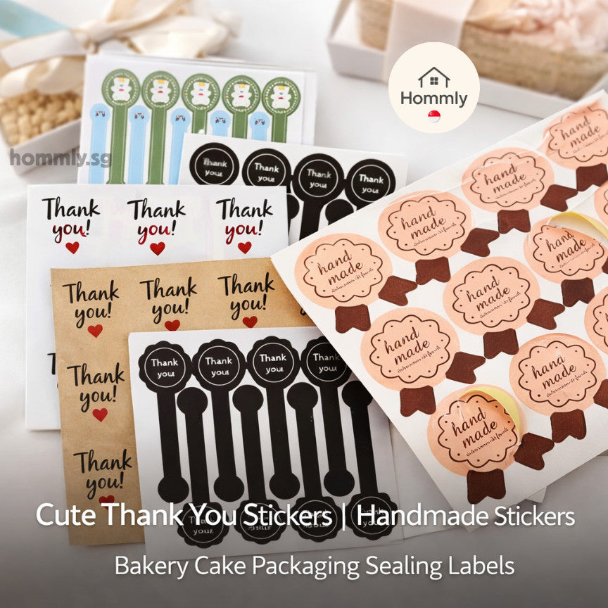 [Hommly SG Intock] Cute Thank You Stickers | Handmade Stickers | Bakery Cake Packaging Sealing Labels