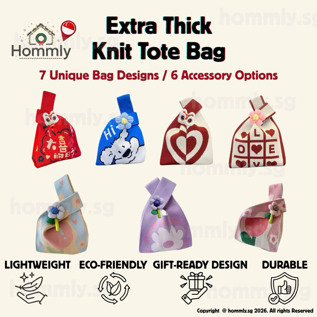 [Hommly SG Stocks] Candy Color Knit Tote Bag Women Handbags Cute Shopping Reusable Sling Bag