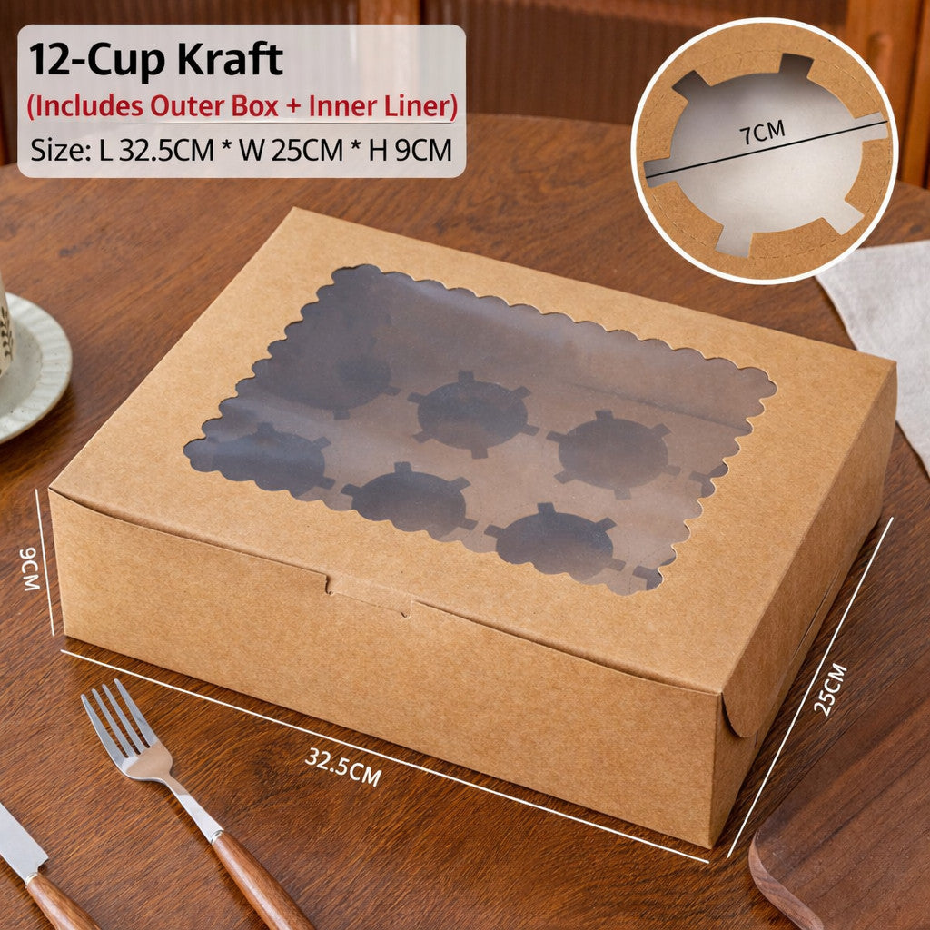 [Hommly SG Instock] 1/2/4/6/8/12/24 Cavities Window Cupcake Box/Muffin Box/Cake Box/Cupcake Liner