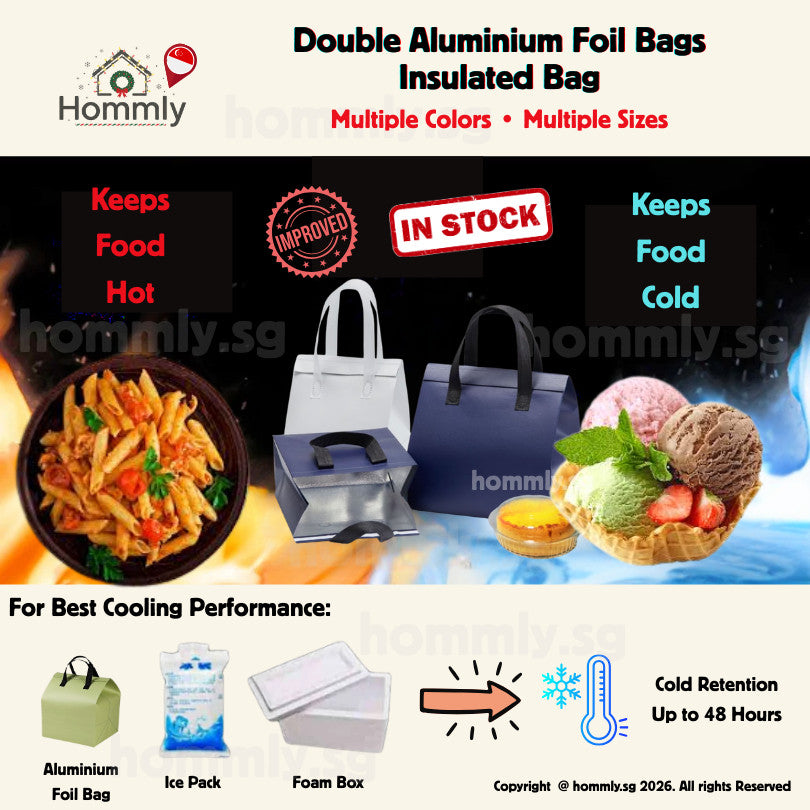 [Hommly SG Instock] Aluminum foil bag | Insulated Bag | Thermal Bag | Food Delivery Bag | Cooler bag for Frozen Food