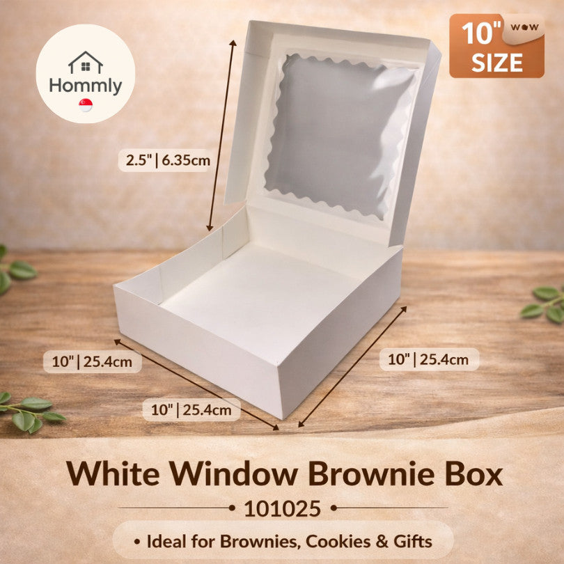 [Hommly SG Instock]  9" 10" Brownie Box Kraft Brown Window Cake Box for Weddings | Catering | Parties