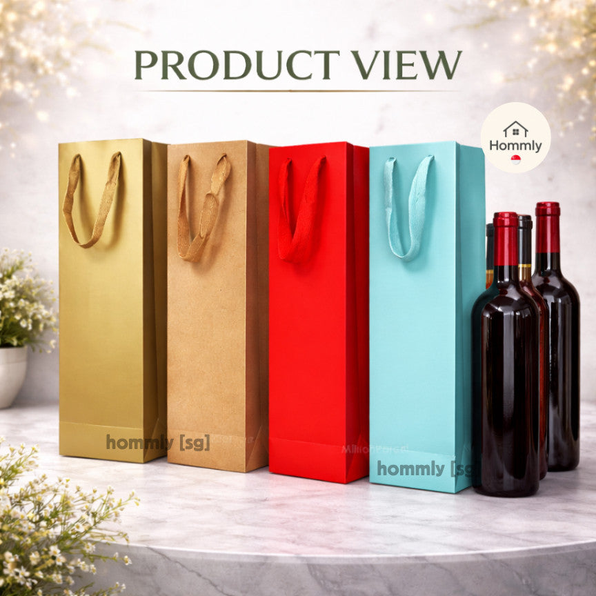 [Hommly SG Instock] Wine Paper Bag | Kraft Bottle Bag | Wine Gift Bag | Wine Bottle Carry Bag | Wine Bag | Christmas Bag