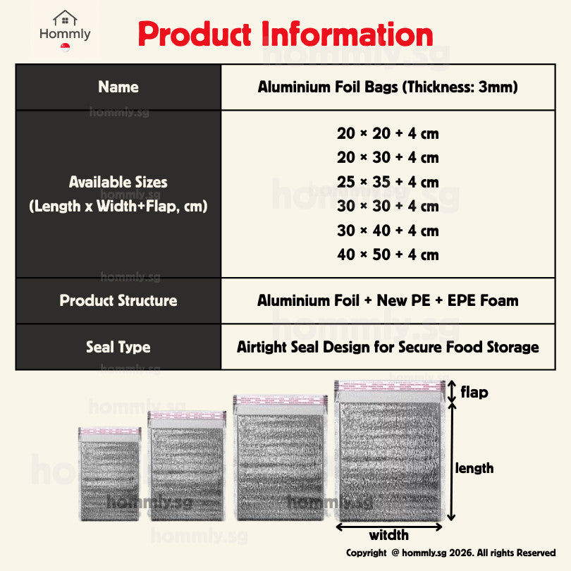 [Hommly SG Instock] Aluminium Foil Bag | Thermal Bag | Cooler Insulated Bag | Food Delivery Bag