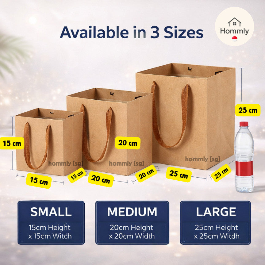 [Hommly SG Instock] Square Colour Paper Bag Cake carrier Gift bag Kraft Paper Bags Gift Bags Xmas Christmas Dessert bag