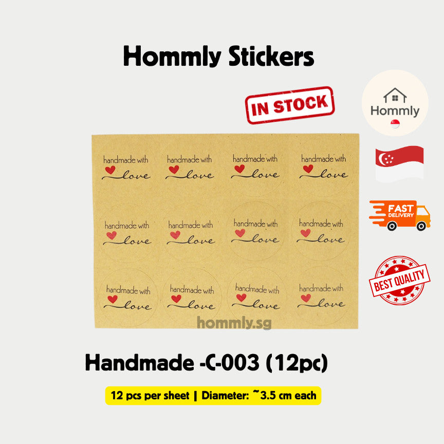 [Hommly SG Intock] Cute Thank You Stickers | Handmade Stickers | Bakery Cake Packaging Sealing Labels