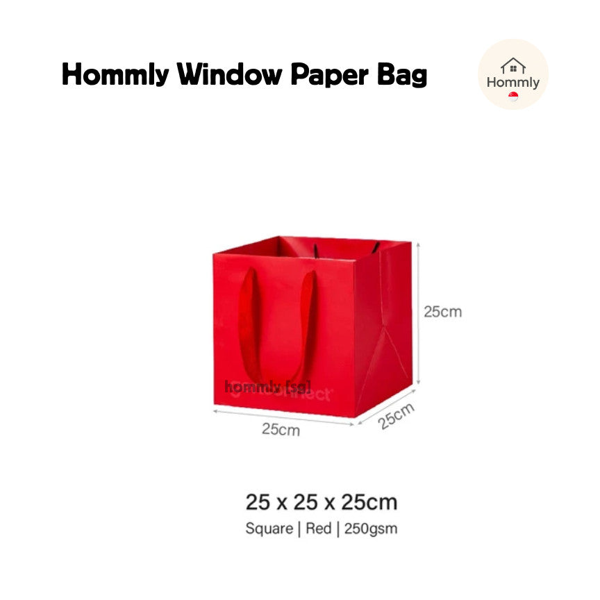 [Hommly SG Instock] Square Colour Paper Bag Cake carrier Gift bag Kraft Paper Bags Gift Bags Xmas Christmas Dessert bag