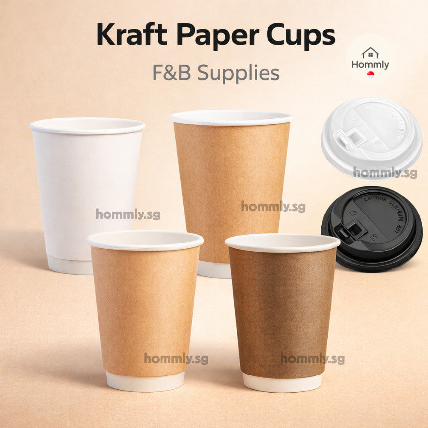 [Hommly SG Instock] 50PCS Paper Cups┃Kraft Paper Cup┃Coffee Tea Beverage Cup┃Hot Paper Cup
