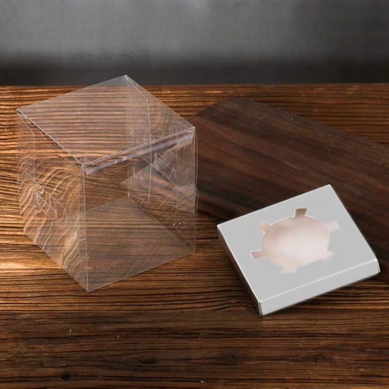 [Hommly SG Instock] 1 Cavity Single PVC Transparent Clear Cupcake Box/ Cupcake Baking Paper Cup/ Cupcake Case/ Ribbon