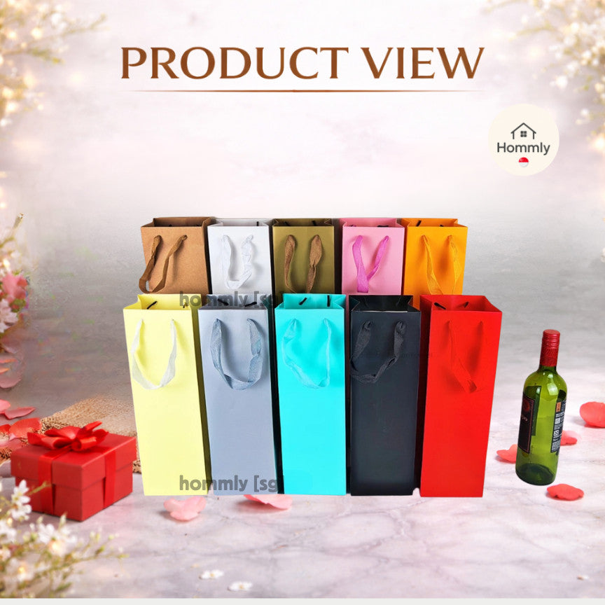 [Hommly SG Instock] Wine Paper Bag | Kraft Bottle Bag | Wine Gift Bag | Wine Bottle Carry Bag | Wine Bag | Christmas Bag