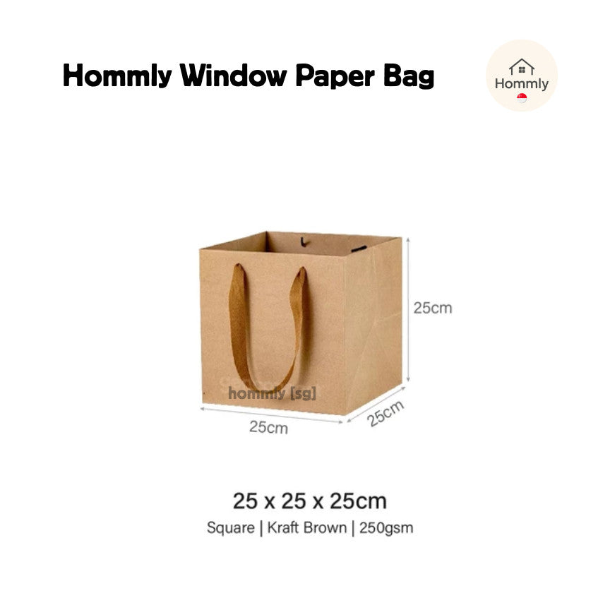 [Hommly SG Instock] Square Colour Paper Bag Cake carrier Gift bag Kraft Paper Bags Gift Bags Xmas Christmas Dessert bag