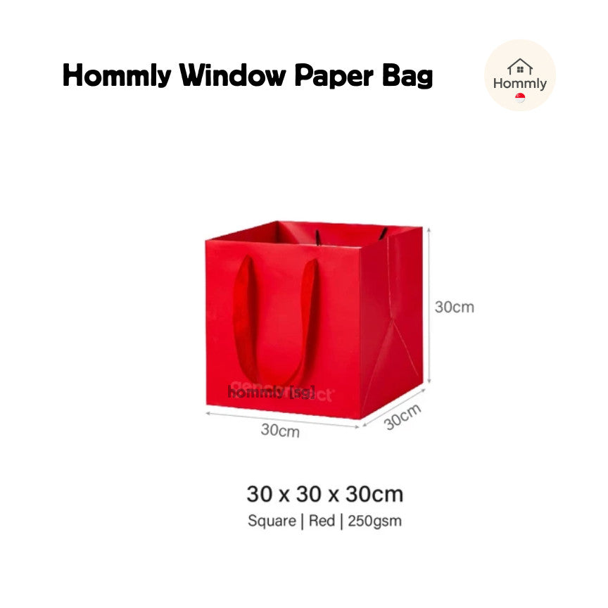 [Hommly SG Instock] Square Colour Paper Bag Cake carrier Gift bag Kraft Paper Bags Gift Bags Xmas Christmas Dessert bag